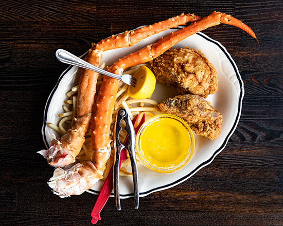 Order 1/2 Pound Crab Combo with 2 pc. Chicken food online from Oyster Bah store, Chicago on bringmethat.com