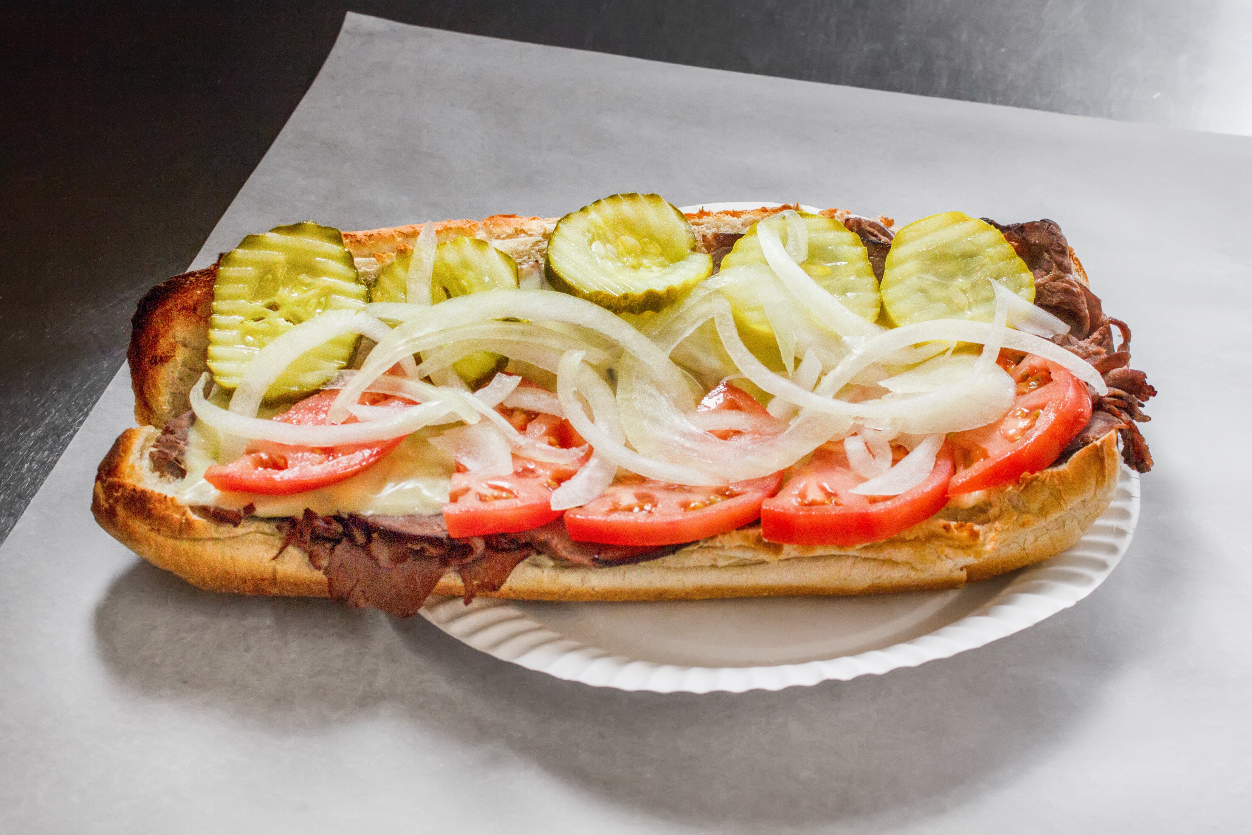 Order Roast Beef Sub - Small food online from Town House Of Pizza store, Westminster on bringmethat.com