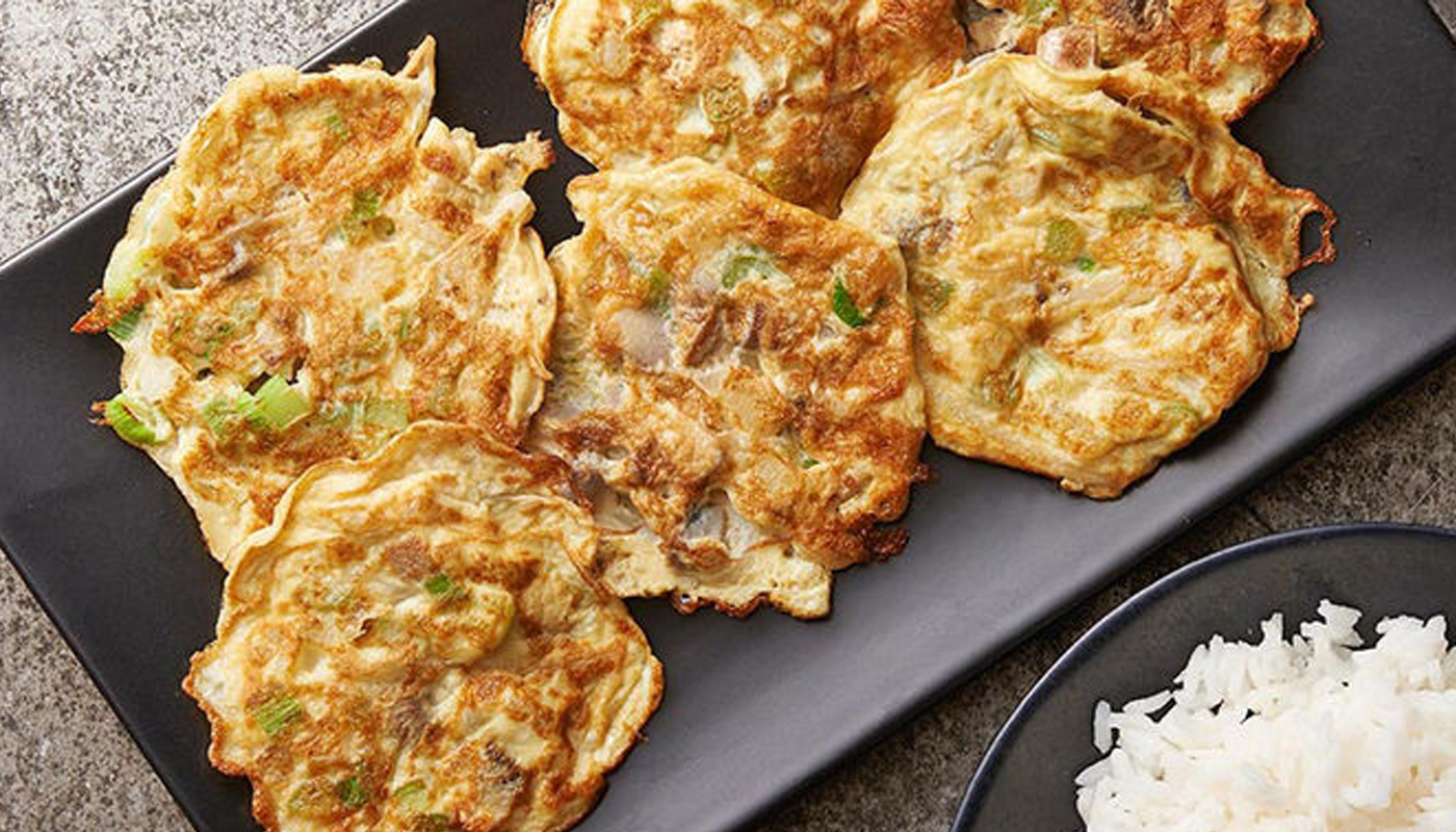 Order Beef Egg Foo Young - 1402 food online from Kirin Hot store, Lancaster on bringmethat.com