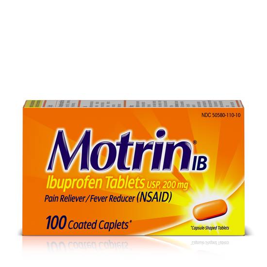 Order Motrin IB Ibuprofen Coated Caplets 200 mg (100 ct) food online from Rite Aid store, Sandusky County on bringmethat.com