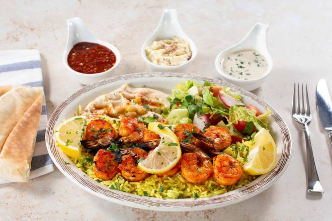 Order Grilled Shrimp Plate food online from Shawarma House store, Garden Grove on bringmethat.com