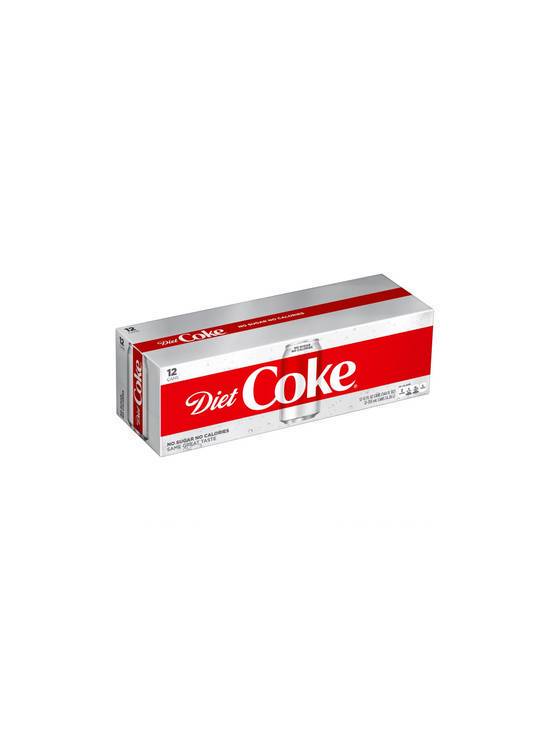 Order Coke Diet Fridge Pack 12 Pack/12 OZ Cans food online from Chevron Extramile store, San Jose on bringmethat.com