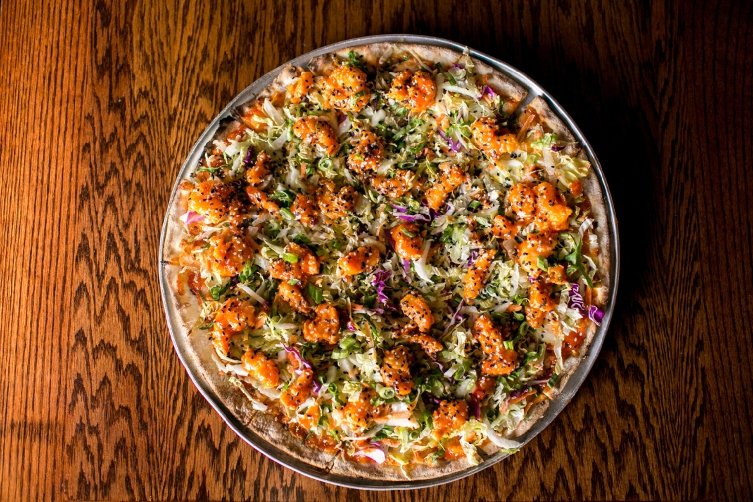 Order 12" Firecracker Shrimp Pizza food online from Buck & Honeys store, Sun Prairie on bringmethat.com