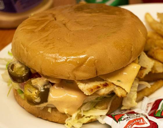 Order Chicken Hamburger with Fries food online from El Mercadito Mexican Restaurant store, Memphis on bringmethat.com