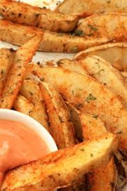 Order Garlic Baked Potato Fries food online from Akh's Cafe store, San Francisco on bringmethat.com