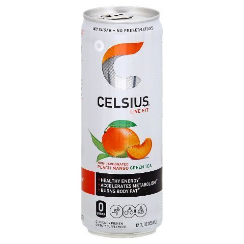 Order Celsius Peach Mango Green Tea 12oz Can food online from 7-Eleven store, Henrico on bringmethat.com