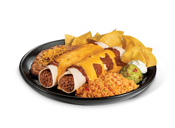 Order Cheesy Beef Chilada Platter food online from Taco Bueno store, Nacogdoches on bringmethat.com