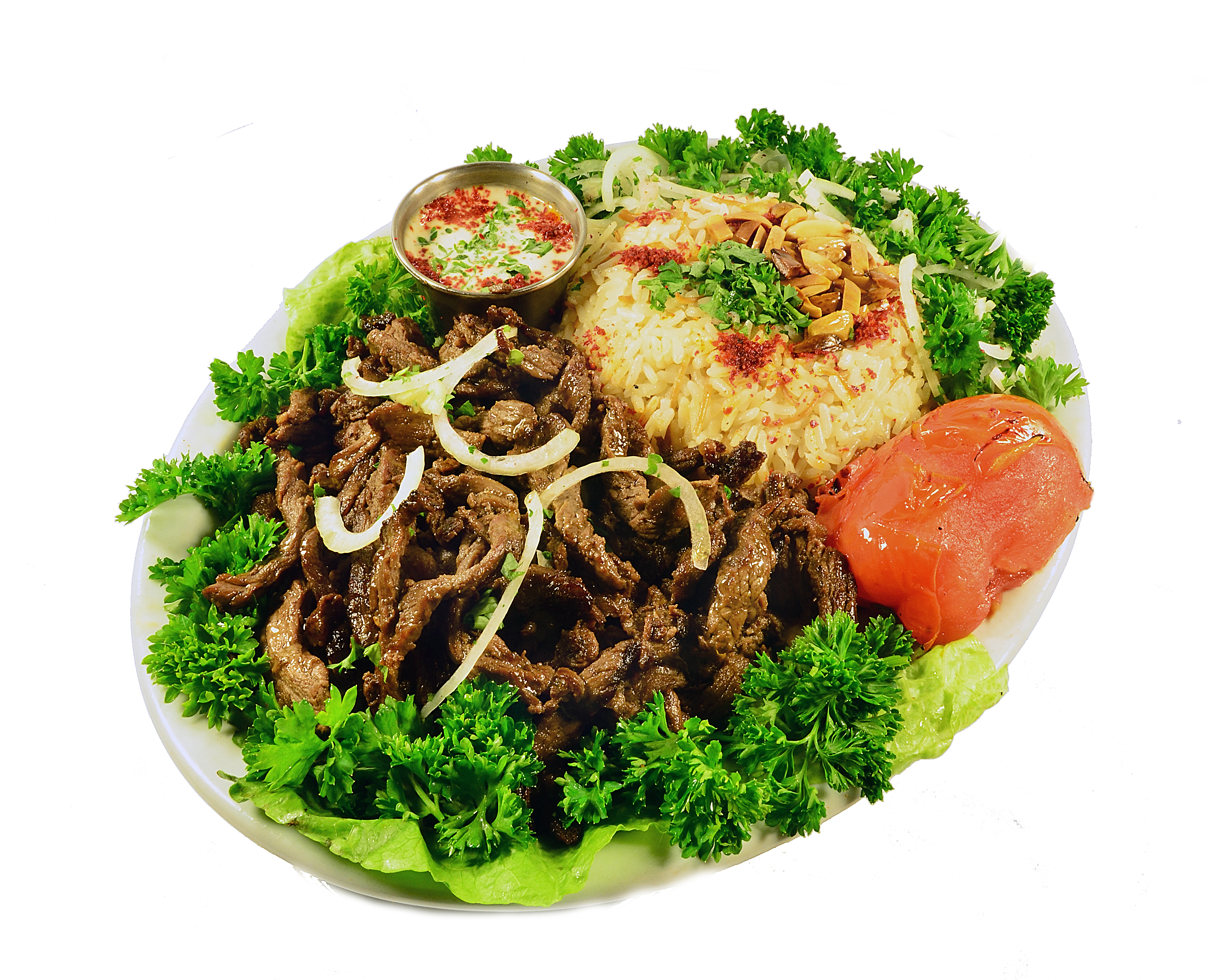 Order Beef Shawarma Entree food online from Red Moon Lounge store, Valley Village on bringmethat.com