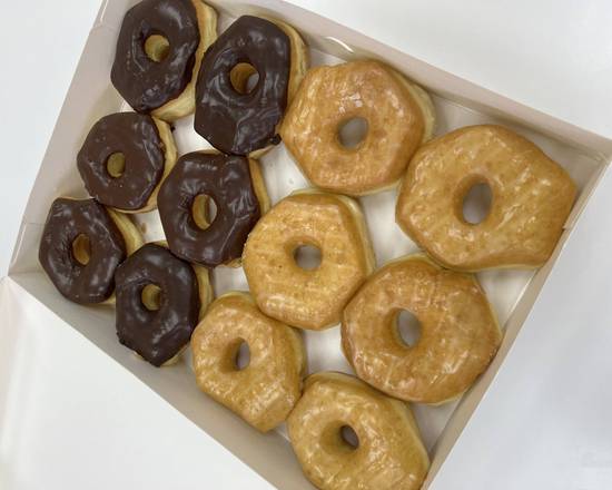 Order (Dozen) 6 Glazed + 6Chocolate Donuts  food online from Supreme Donuts store, Rowlett on bringmethat.com