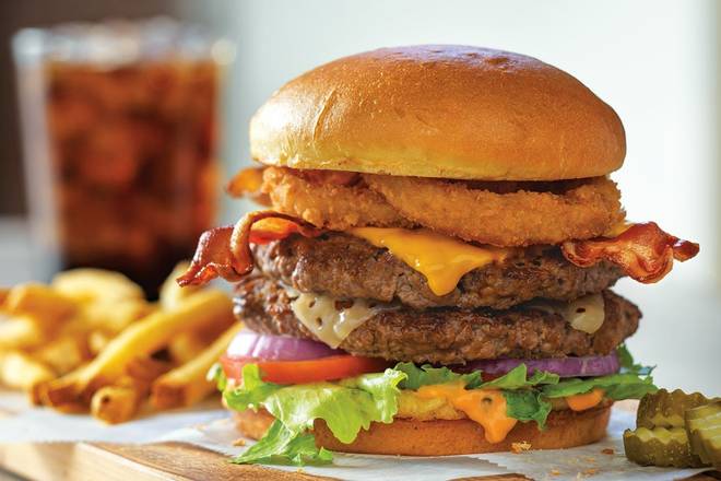 Order All-World Double Cheeseburger®* food online from Village Inn store, Wichita on bringmethat.com
