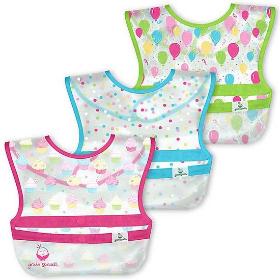 Order green sprouts® Snap + Go® 3-Pack Wipe-Off Bibs in Pink Cupcakes food online from Bed Bath & Beyond store, Lancaster on bringmethat.com