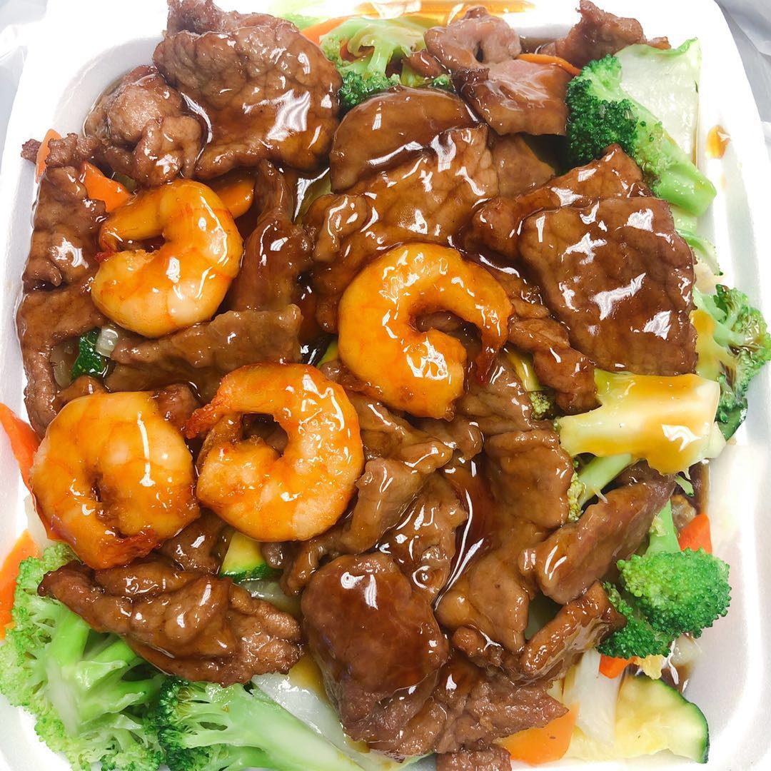 Order Beef and Shrimp Plate food online from China A Go Go store, Las Vegas on bringmethat.com