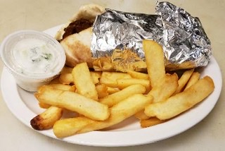 Order Jumbo Gyro and Fries food online from Goldie's Deli and Restaurant store, Strongsville on bringmethat.com