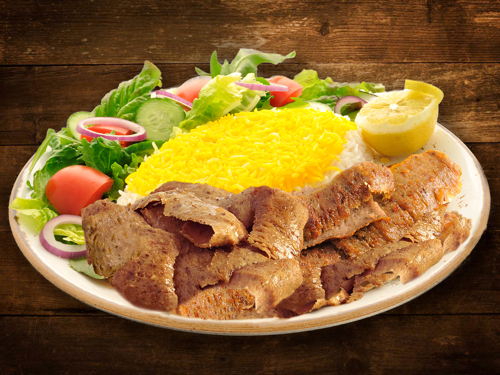Order Gyros Doner Plate food online from Kabob Lounge store, Carmel Valley on bringmethat.com