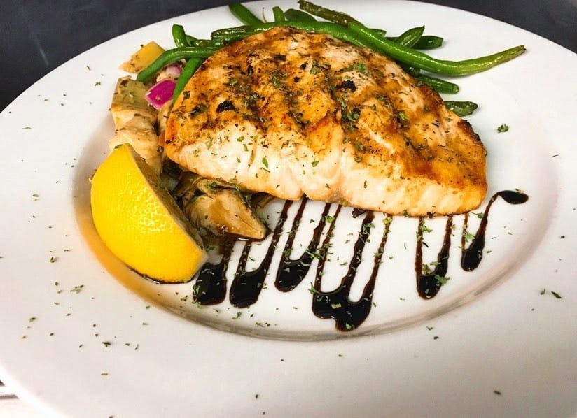 Order Grilled Salmon - Entree food online from Coratti On Main store, Milford on bringmethat.com