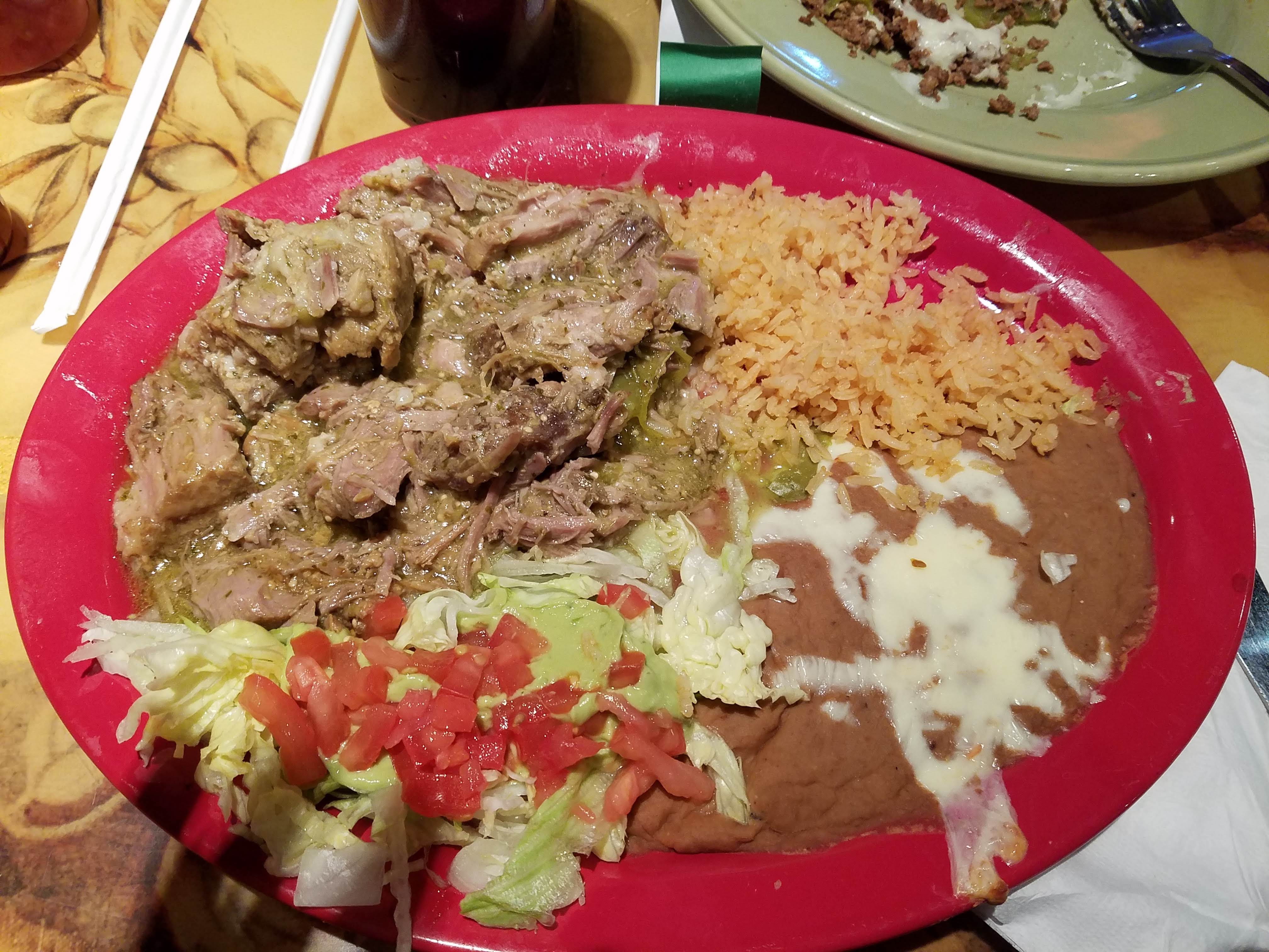 Order Chile Verde Plate food online from Hacienda Mexican Restaurant store, Binghamton on bringmethat.com
