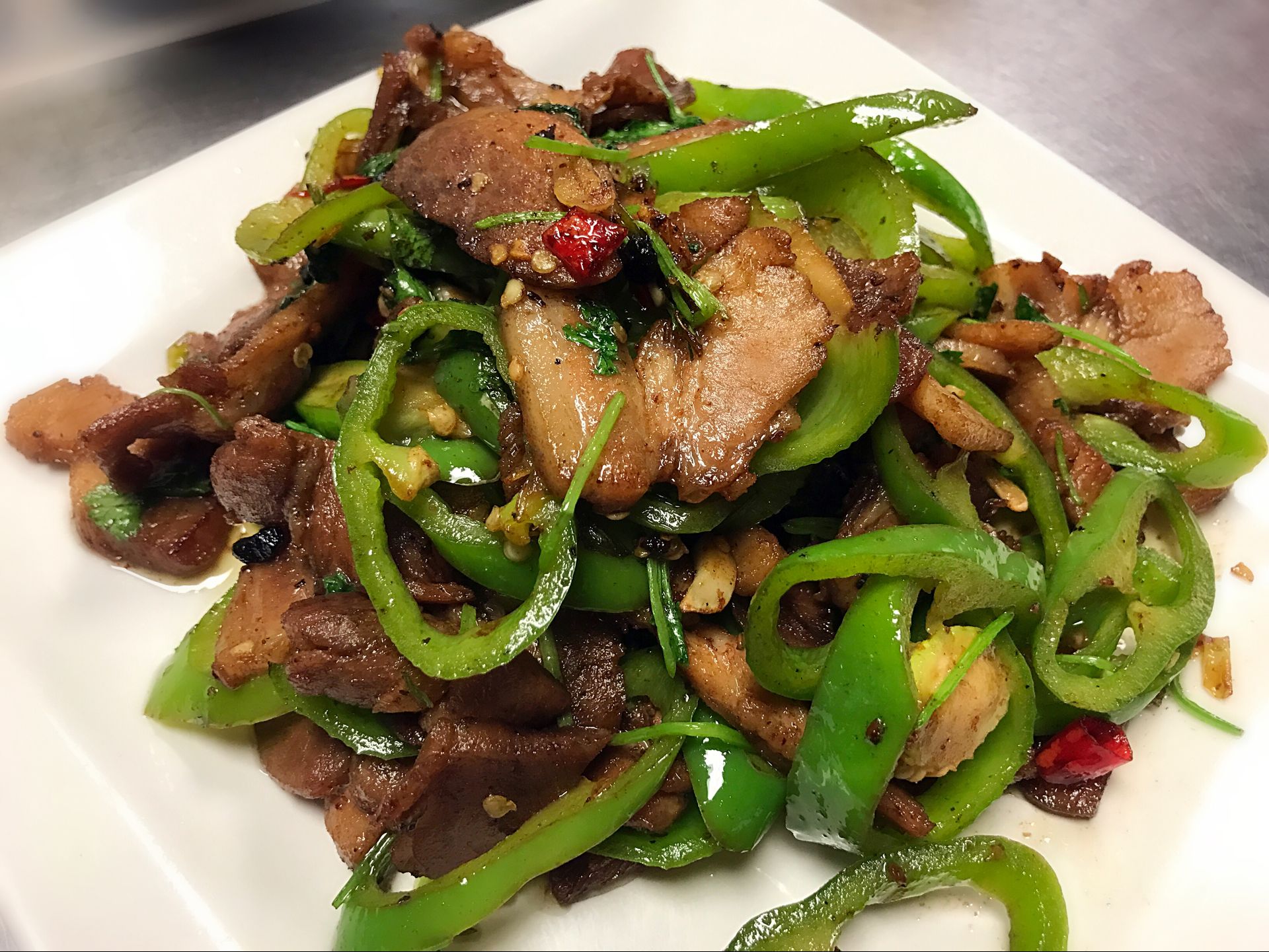 Order Stir-fried Pork w/Farm Style food online from Red Corner China Diner store, Midvale on bringmethat.com