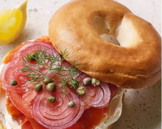 Order Smoked Salmon Bagel food online from Franccesca Acai Bowls and Coffee Shop store, Henderson on bringmethat.com
