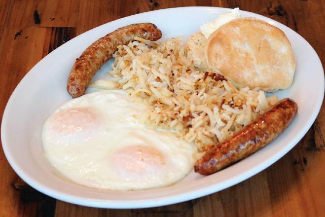 Order 2 Cage Free Eggs & Chicken Apple Sausage food online from Seven Mile Cafe store, Keller on bringmethat.com