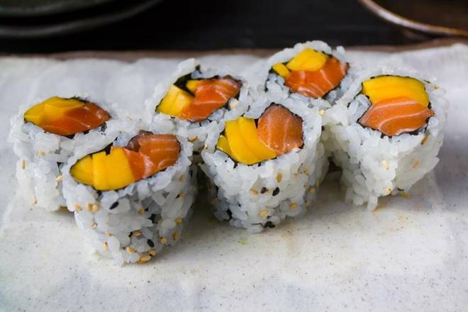 Order Salmon Mango Roll food online from Style Sushi store, Union on bringmethat.com