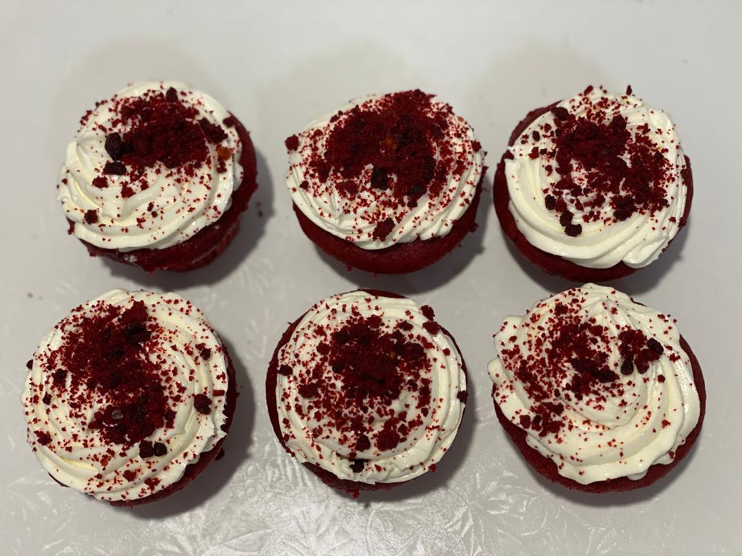 Order 6 Pack Red Velvet Cupcakes food online from E & L Bakery store, Bronx on bringmethat.com
