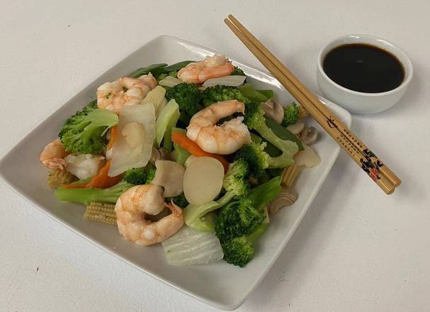 Order Steamed Shrimp with Broccoli 蒸芥兰虾 food online from Double Dragon 2 store, Louisville on bringmethat.com