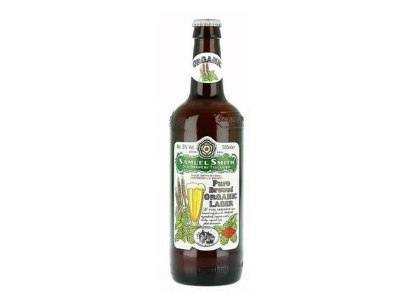Order Samuel Smith Organic Lager - 18oz Bottle food online from Garfield's Beverage Warehouse store, Chicago on bringmethat.com