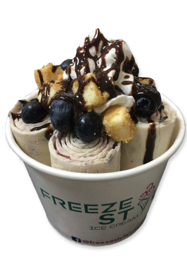 Order Blueberry Cheesecake Roll food online from Freeze Style Ice Cream store, Upper Arlington on bringmethat.com