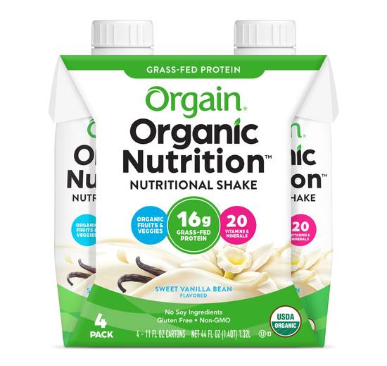 Order Orgain Organic Nutritional Shake Sweet Vanilla Bean (11 oz x 4 ct) food online from Rite Aid store, Warren on bringmethat.com