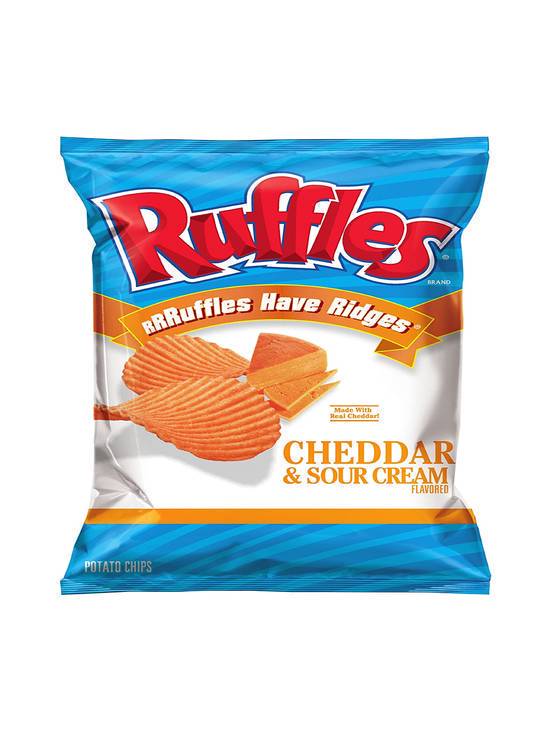 Order Sour Cream and Cheddar Ruffles 2.62 OZ food online from Chevron Extramile store, San Leandro on bringmethat.com