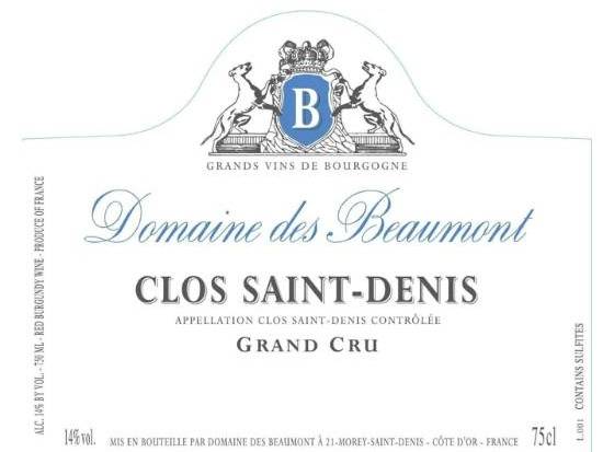 Order Domaine des Beaumont Clos-Saint-Denis 2015 Grand Cru food online from Newport Wine & Spirits store, Newport Beach on bringmethat.com