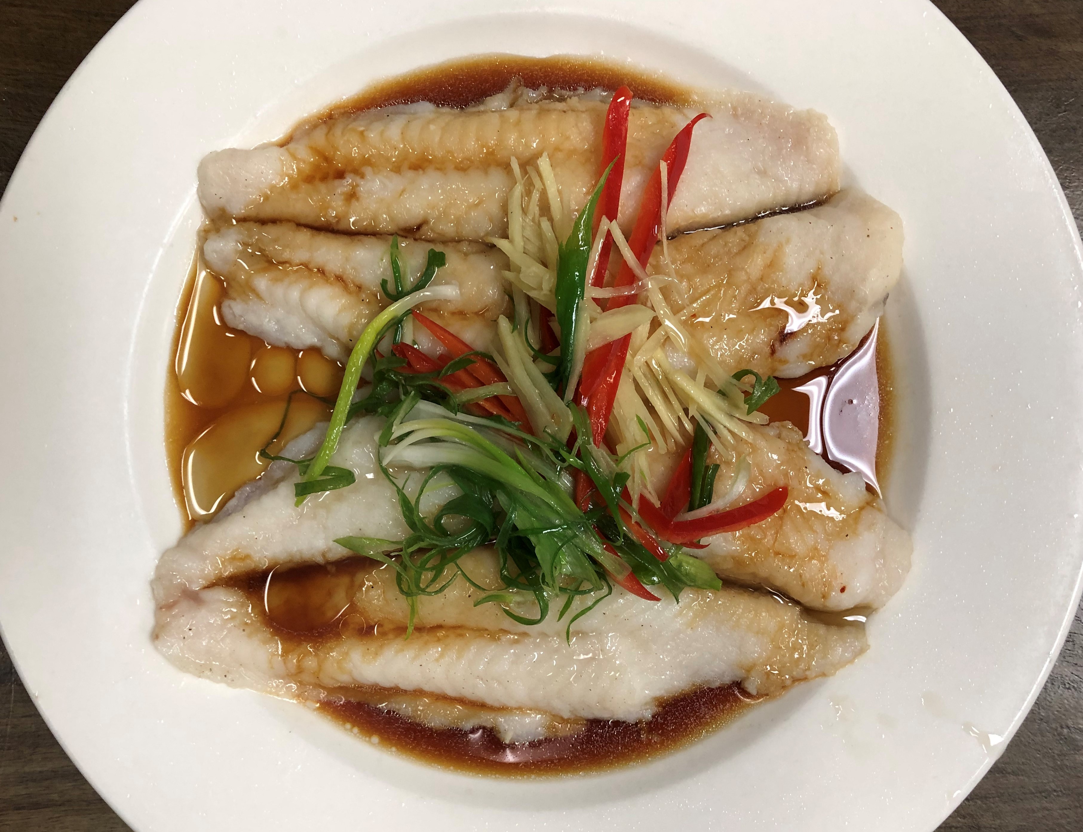 Order G14. Steamed Fish Fillet with Homemade Special Sauce  清蒸鱼片 food online from Hai master kitchen store, Laguna Woods on bringmethat.com
