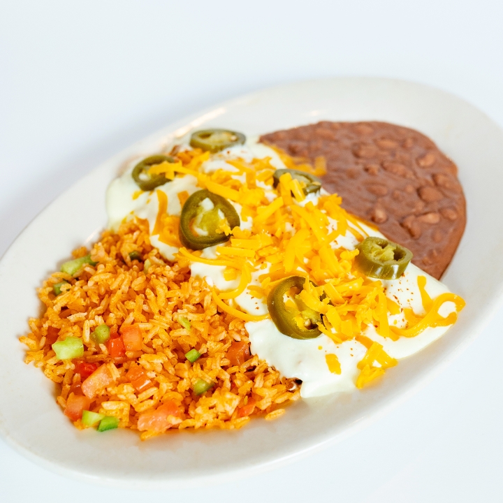 Order Seasoned Chicken Enchilada Plate food online from El Fenix store, Dallas on bringmethat.com