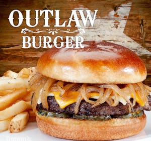 Order Outlaw Burger (1160 cal) food online from Jimmy Egg store, Jasper on bringmethat.com