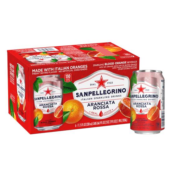 Order Sanpellegrino Aranciata Rossa Sparkling Blood Orange Drinks, 11.15 OZ Cans, 6 CT food online from Cvs store, FARGO on bringmethat.com