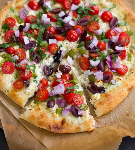 Order The Greek Pizza food online from Midtown Pizza store, Dallas on bringmethat.com