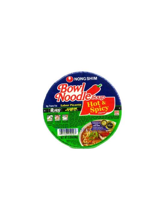 Order Nong Shim Hot & Spicy Noodle Bowl Soup 3 OZ food online from Chevron Extramile store, Carlsbad on bringmethat.com