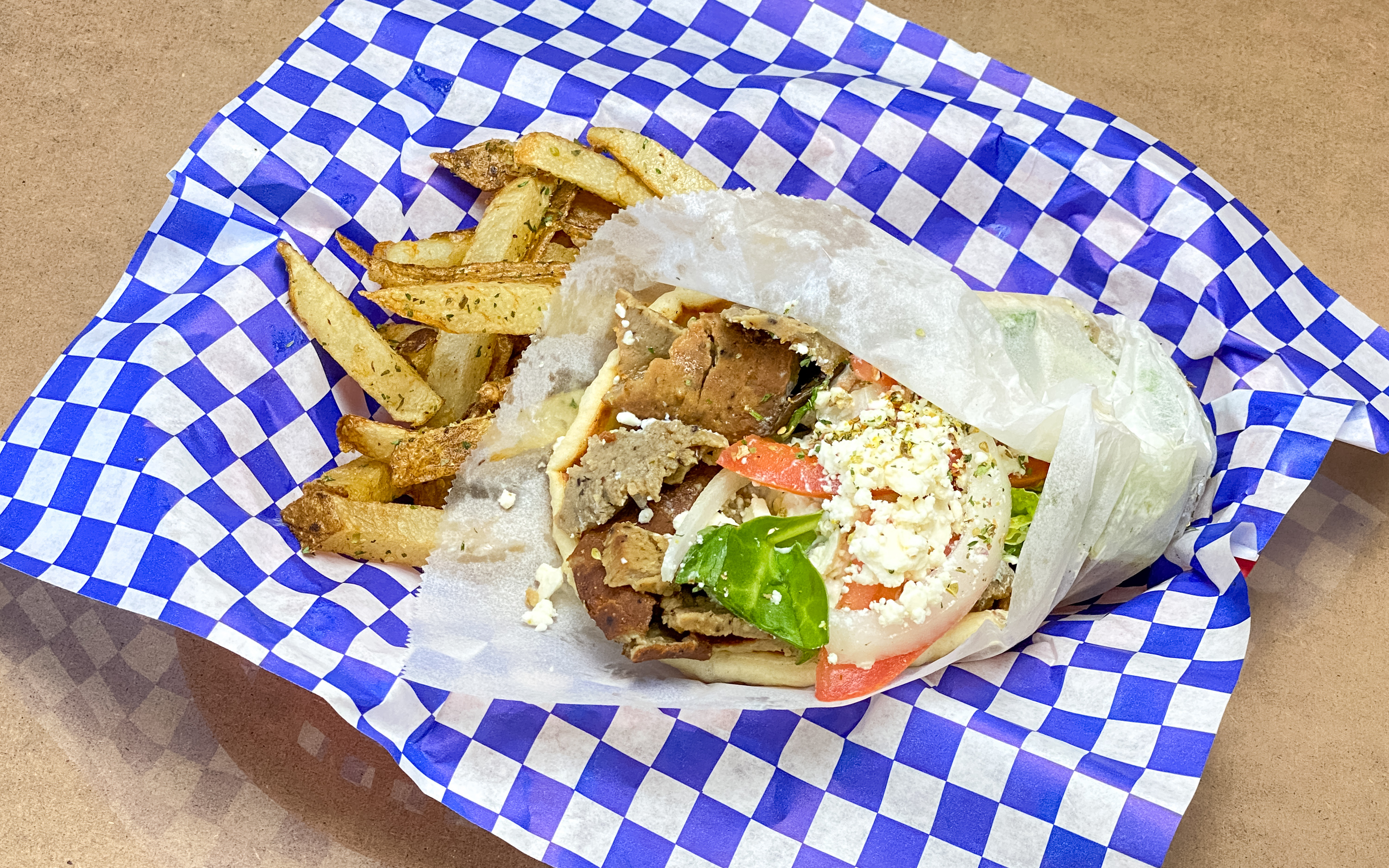 Order Fat Deluxe Gyro food online from Mina And Dimi Greek House store, San Antonio on bringmethat.com