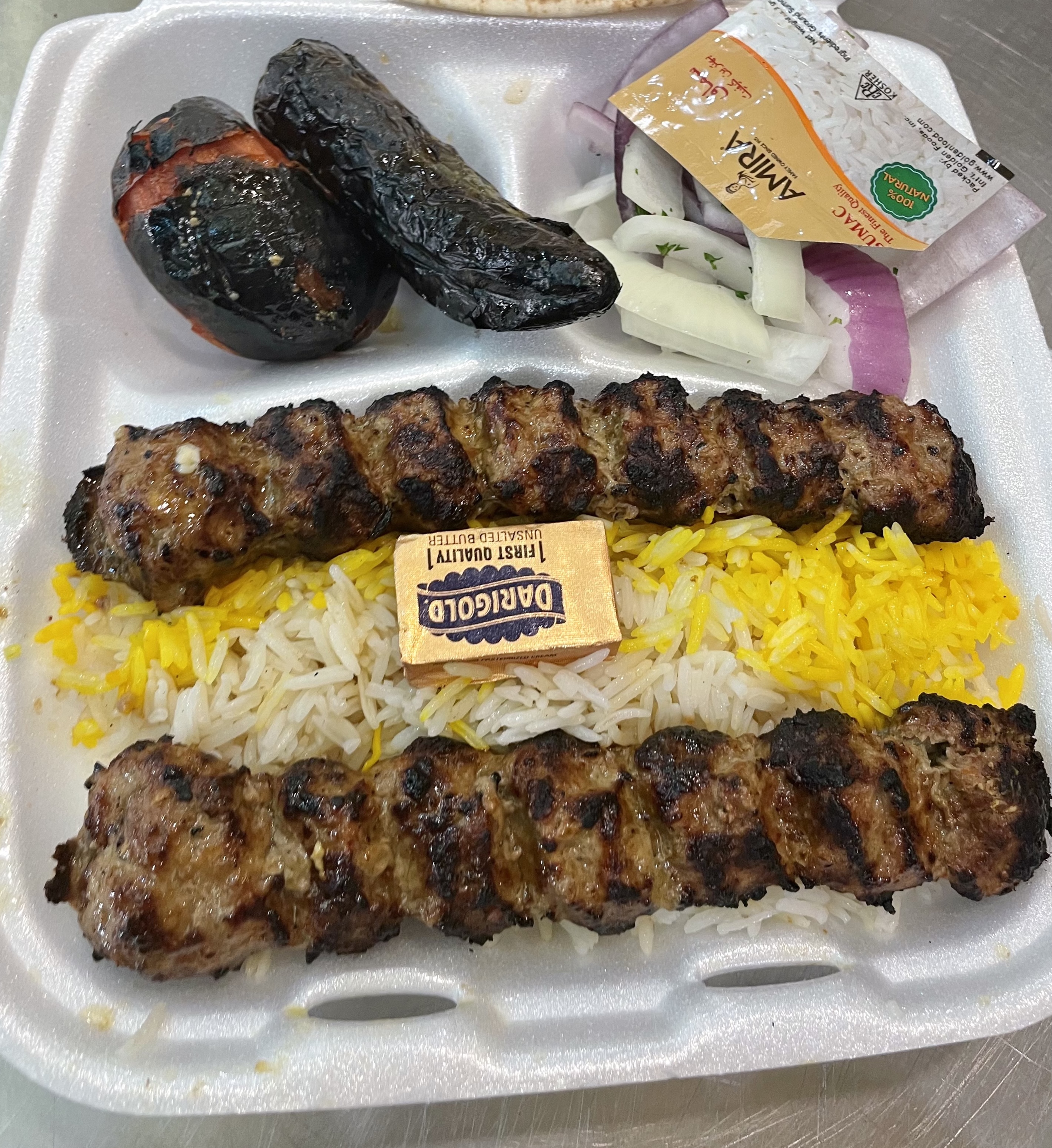 Order 10. Beef Lule with Rice food online from Dream Kabob House store, Los Angeles on bringmethat.com