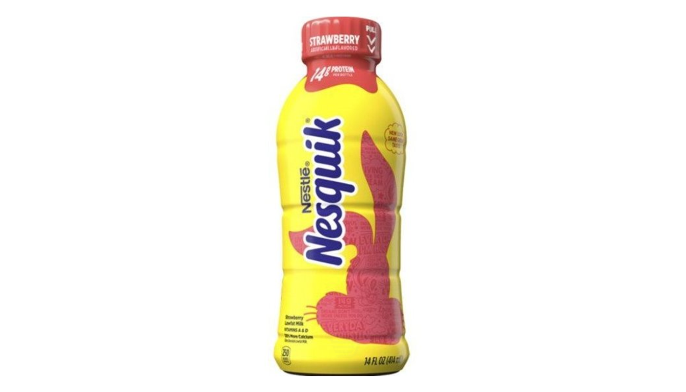 Order Nesquik Strawberry Milk 14oz food online from Golden Rule Liquor store, West Hollywood on bringmethat.com