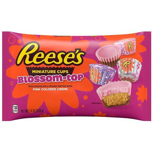 Order Reese's Miniatures Blossom Top, Cups Candy, Valentine's Day, Bag Milk Chocolate Peanut Butter Pink Colored Creme - 7.4 oz food online from Walgreens store, Daly City on bringmethat.com