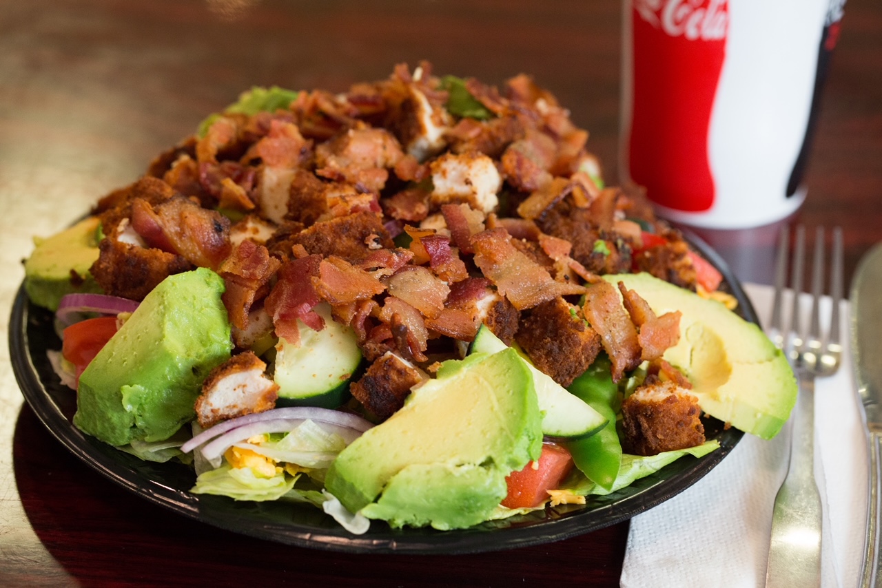 Order Fried Chicken Bacon and Cheddar Salad Lunch food online from Sandwich Saloon store, San Pedro on bringmethat.com