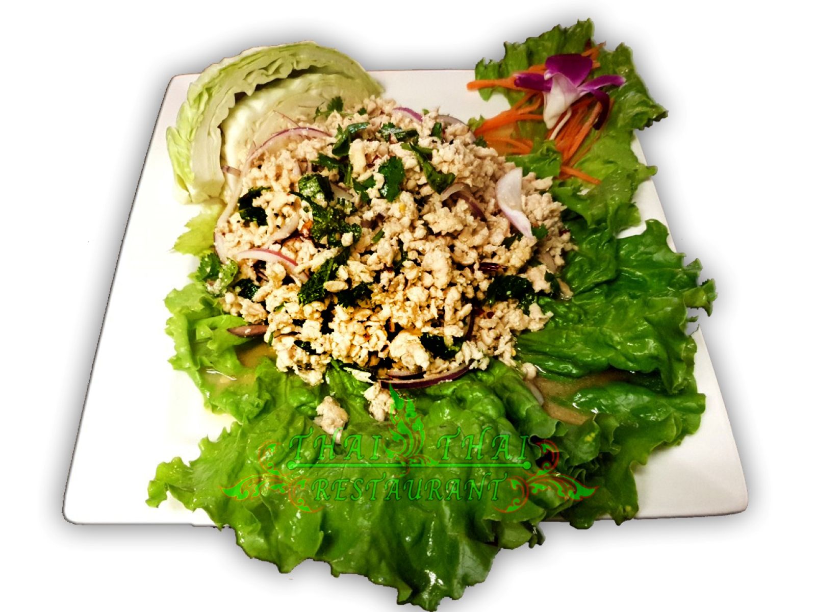 Order A17. Larb food online from Thai Thai Restaurant store, Fallbrook on bringmethat.com
