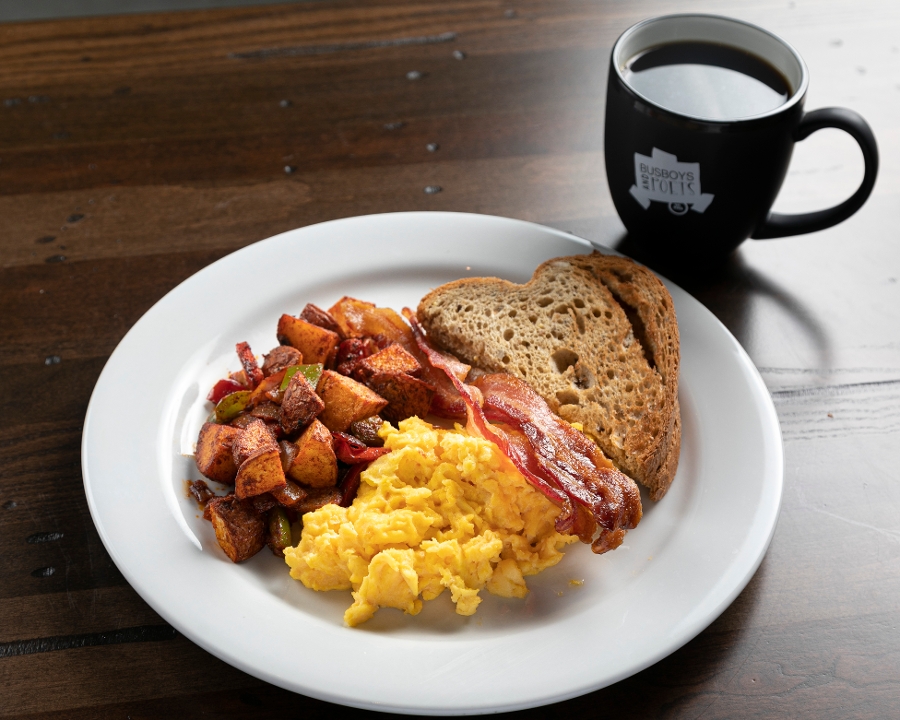 Order Three Eggs w/ Meat food online from Busboys and Poets store, Washington on bringmethat.com