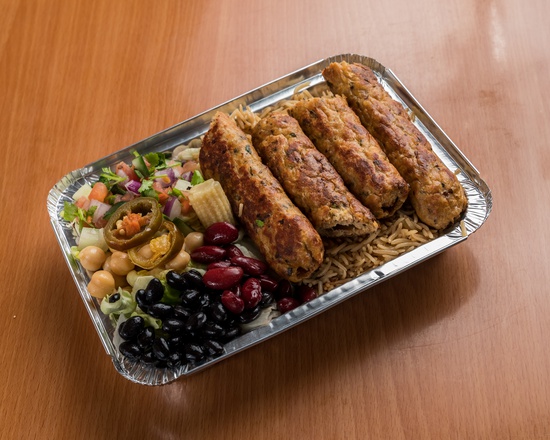 Order Kofta Kabab Saucy Platter food online from Zaiqa Halal Food store, Selden on bringmethat.com