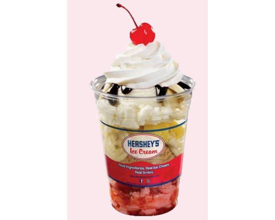 Order Banana Split SkyHigh - Layered Sundae food online from Scoops On Main store, Youngsville on bringmethat.com