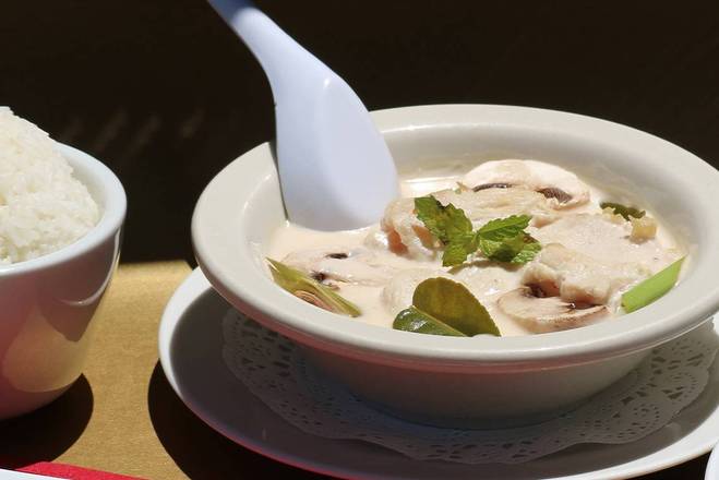 Order Tom Kha | Cup  food online from Blue Orchid Thai Bistro store, Palm Desert on bringmethat.com