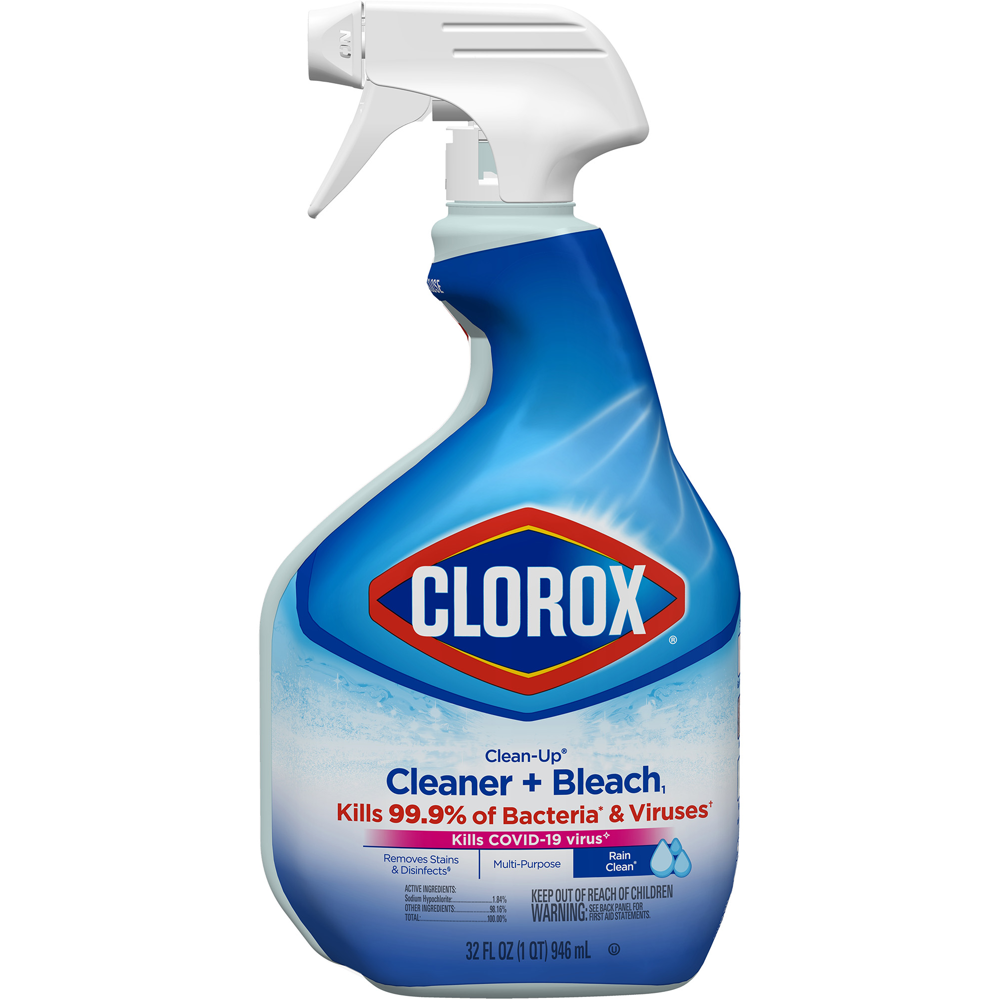 Order Clorox Clean-Up Multi Purpose Cleaner + Bleach - Rain Clean, 32 fl oz food online from Rite Aid store, REEDLEY on bringmethat.com
