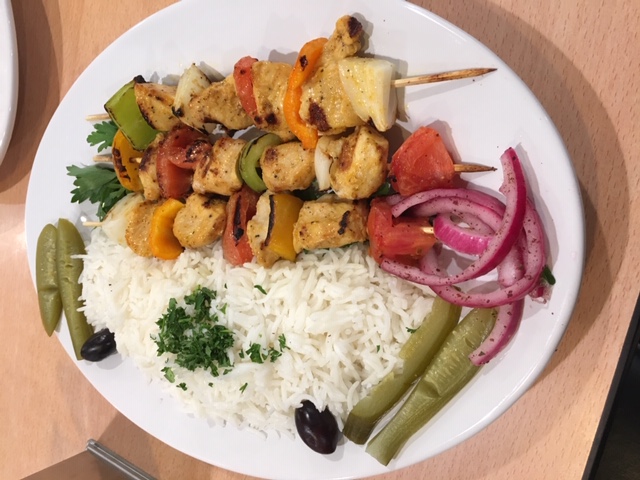 Order 17. Chicken Kabob Platter food online from Mint & Olives store, Seattle on bringmethat.com