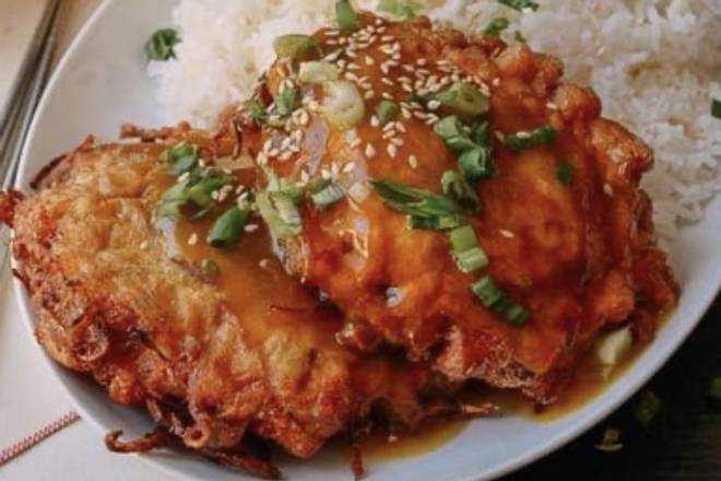 Order Chicken Egg Foo Young food online from Mr.Rice store, Philadelphia on bringmethat.com